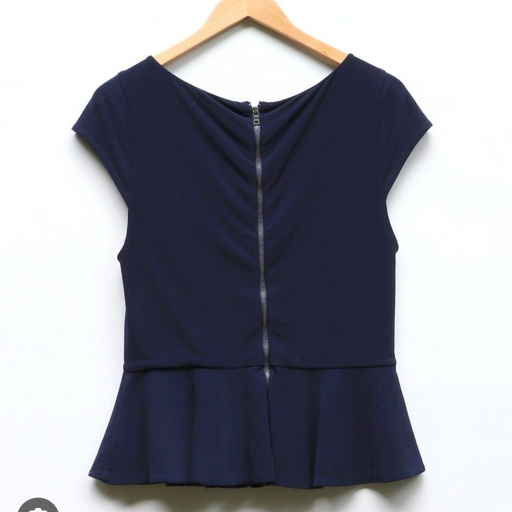 Alice + Olivia Navy Peplum Top Size Small